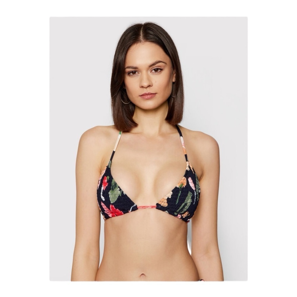 Seafolly Summer Memoirs Dark Blue Bikini Top NWT